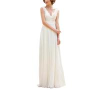 SEVENYXX Abiti da Sposa Vintage Civil V-Neck Beaded Abiti da Sposa Abito da Sposa, Avorio, 46
