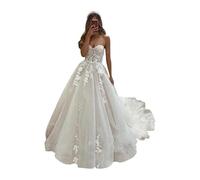 SEVENYXX Abito da Sposa Lungo delle Donne Sweetheart Pizzo Abiti da Sposa Registro Ufficio di Moda Sposa Principessa Abiti da Sposa, Bianco, 42