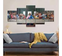 Sevenyxx Quadri Da Parete 5 Pezzi Pittura L'ultima cena Quadri Su Tela Poster Arte Muraria Stampa Quadri Moderni Soggiorno 200x100(Nessuno Telaio)