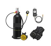 SEVEQIS Bombola Subacquea, 2L Diving Snorkeling Equipment Manometro Residuo(Black Bottle Silver Head)