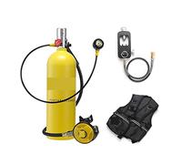 SEVEQIS Bombola Subacquea, 2L Diving Snorkeling Equipment Manometro Residuo(Yellow Bottle Silver Head)