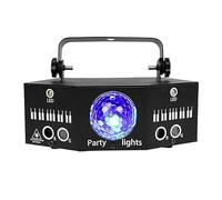 SEVEQIS Luci da palcoscenico, DJ Disco Party Dual Red Green Patterns Proiettore di luci LED Magic Ball RGBW Strobe for effetti scena nozze for le vacanze Natale