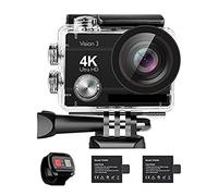 SEVEQIS Macchina Fotografica d'azione, Fotocamera Impermeabile 4K Action Camera 16MP Vision 3 Subacquea 170 ° Grandangolo Sport Cam con Kit di Montaggio Accessori