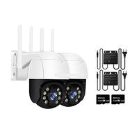 SEVEQIS Telecamera di sicurezza, 2PCS 4K 8MP PTZ Telecamera IP Esterna 5X Zoom digitale Colore Visione notturna Wireless Videosorveglianza CCTV(2PCS 5MP Adapter 64G)