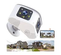 SEVEQIS Telecamera di sicurezza, 4K 5MP 6MP Telecamera binoculare Fissa HD CCTV di sicurezza Sorveglianza Panoramica esterna Angolo visione ampio 180 ° Rilevamento del movimento(6MP Cam No SD Card)