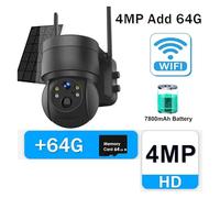 SEVEQIS Telecamera di sicurezza, 4MP HD Solar Camera PTZ Outdoor Wireless Security Battery Long Standby CCTV IP Cam Video Surveillance Cameras(4MP Black Add 64G)