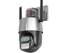 SEVEQIS Telecamera di sicurezza, Telecamera da esterno 8MP 4K con allarme sirena antifurto Dual Lens Zoom 8X Speed Dome PTZ Ai Auto Tracking IP CCTV(4MP Add 128G Card)