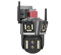 SEVEQIS Telecamera di sicurezza, Telecamera PTZ a quattro obiettivi 8K 16MP Zoom 10X AI Auto Tracking Audio IP di sorveglianza CCTV sicurezza esterna da 8MP(8K Add 64G Card)