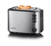 SEVERIN AT 2514 Tostapane automatico 850W a doppia parete con funzione sollevamento e scongelamento, Tostapane 2 fette, Tostapane in acciaio inossidabile, Nero/argento