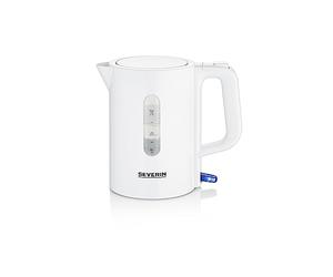 Severin Bollitore da Viaggio, 0,5L, Mini, per Campeggio, 115/230 V | 1100W, Ideale per Viaggi, con Indicatore Livello Acqua, Set 2 Tazze e cucchiaini inclusi, Filtro Anticalcare, Bianco, 3462