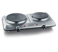 SEVERIN DK 1014 Fornello elettrico a due fuochi, Ø 18 cm x 1500 W + Ø 15 cm x 1000 W, Fondelli in ghisa indeformabili, Controllo in continuo della temperatura con 2 termostati, corpo in acciaio inox