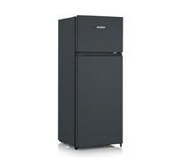 SEVERIN DT 8762 - Frigorifero/congelatore a doppia porta, 2 ripiani regolabili in altezza, grande scatola Veggiebox, estremamente silenziosa, 40 dB, capacità utile 206 l, colore: Nero