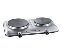SEVERIN DK 1014 Fornello elettrico a due fuochi, Ø 18 cm x 1500 W + Ø 15 cm x 1000 W, Fondelli in ghisa indeformabili, Controllo in continuo della temperatura con 2 termostati, corpo in acciaio inox