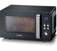 Severin forno a microonde 2 in 1 con fondo in ceramica e grill, capacità 20 l, forno a microonde per scongelare e riscaldare, con grande superficie utile per stoviglie quadrate, nero/acciaio inox, mw