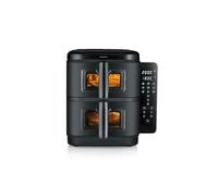 Severin Friggitrice ad Aria Duo Stack, 2 Cestelli da 5,5L, Design Verticale Salvaspazio, 9 Programmi Automatici, Sync Cook & Finish, Cottura Senza Olio, S-Fry, 2800W, Nero, FR 9598
