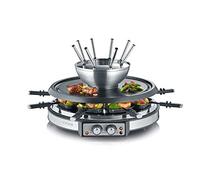 SEVERIN Grill/Raclette/Fonduta 8 Padellini, 2 Elementi Riscaldanti Regolabili Separatamente, Combinazione 2-In-1 Con 8 Padellini, Raschietti E Forchette Per Fonduta, Potenza 1.900W, RG 2348