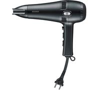 SEVERIN HT 0165, Potente asciugacapelli con avvolgicavo automatico premendo un pulsante, colpo Aria Fredda, concentratore e diffusore, 2.100 Watt, Nero