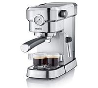 SEVERIN Macchina Per Caffè Espresso "Espresa Plus", 3 Portafiltri, Beccuccio Montalatte E Manometro, Incluso Starter Set Per Baristi, Acciaio Inox Spazzolato/Nero, KA 5995