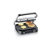 SEVERIN Multi-grill carne 7 programmi automatici, grill elettrico multifunzione per verdure, bistecche e panini, griglia carne con piastre antiaderenti, 1800 W, inox/nero, KG 2395