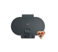 Severin Piastra per Waffle Doppia Black Line, Macchina per Waffle a Forma di Cuore, Rivestimento Antiaderente Senza PFAS, Spia Luminosa, Avvolgicavo, 1200W, Nero Opaco, WA 2119