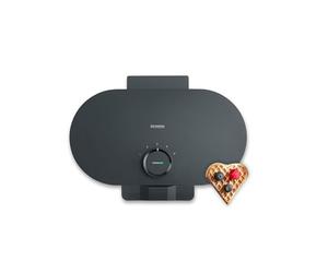 Severin Piastra per Waffle Doppia Black Line, Macchina per Waffle a Forma di Cuore, Rivestimento Antiaderente Senza PFAS, Spia Luminosa, Avvolgicavo, 1200W, Nero Opaco, WA 2119