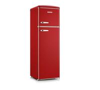 SEVERIN RKG 8983 Frigorifero retrò con applicazioni cromate, congelatore superiore, illuminazione a LED, 1-7°C, volume netto 246 L, solo 39 dB, rosso, RKG 8983