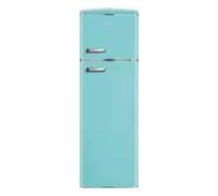 SEVERIN RKG 8995 [EEK D] frigorifero retrò con applicazioni cromate, congelatore superiore, illuminazione a LED, 1-7°C, volume netto 246 L, solo 39 dB, turchese, RKG 8995