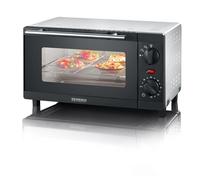 SEVERIN TO 2052 Fornetto elettrico da 9 L, Fornetto compatto con 3 livelli di cottura e timer di 60 minuti, Fornetto piccolo da 800 W, griglia e teglia incluse, Nero