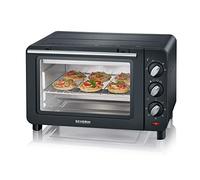 SEVERIN TO 2064 Fornetto elettrico 14 L da 1200W con 3 livelli di cottura, Fornetto compatto con griglia e teglia incluse, Fornetto piccolo con timer di 60 minuti, Nero