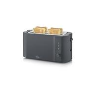 Severin Tostapane a Fessura Lunga per 4 Fette, Scaldapanini Integrato, 1400W, Centratura Automatica delle Fette, Funzione Scongelamento e Riscaldamento, Nero Opaco, AT 2591