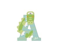 Sevi Forma di Coccodrillo, Porta della cameretta, ABC Legno, Giocattolo educativo per Bambini dai 3 Anni in su, Lettere Animali assortite, Rosa/Giallo/Blu, Multicolore, ca. 10 x 7,5 cm, 460-83-001