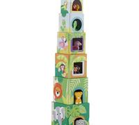 SEVI Cubi impilabili Savana (12 pz) | Trudi by Giochi in Legno per Bambini. Giocattoli impilabili 12x57x12cm | Costruzioni e Play Set | Modello 88008
