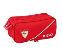 SEVILLA FC - Astuccio triplo grande, astuccio per bambini, ideale per bambini in età scolastica, comodo e versatile, qualità e resistenza, 21,5 x 8 x 10 cm