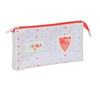 SEVILLA FC PRESCUOLA - Astuccio triplo, astuccio per bambini, ideale per bambini in età scolastica, comodo e versatile, qualità e resistenza, 22 x 3 x 12 cm