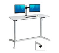Seville Classics Airlift 137 cm Scrivania mobile regolabile in altezza (da 74,4 a 110,4 cm H), Bianco