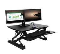 Seville Classics OFF65807 Tavolo da Lavoro Regolabile in Altezza, Metallo Legno, Nero, 90 cm x 59-78 cm x 15 bis 48.5 cm - Stand Scrivania con Altezza Regolabile