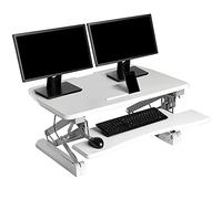 Seville Classics OFF65808 Tavolo da Lavoro Regolabile in Altezza, Metallo Legno, Bianca, 90 cm x 59-69 cm x 15 bis 48.5 cm - Stand Scrivania con Altezza Regolabile
