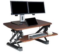 Seville Classics OFF65840 Tavolo da Lavoro Regolabile in Altezza, Metallo Legno, Noce, 90 cm x 59-69 cm x 15 bis 48.5 cm - Stand Scrivania con Altezza Regolabile