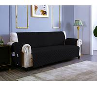 sevi's Copridivano 3 Posti con Braccioli - Copridivano Impermeabile - Reversibile - Antigraffio Gatto - Antimacchia - OEKO-TEX - Copri Divano Trapuntato in Microfibra (3 Posti, Nero)