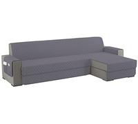 sevi's Copridivano 4 Posti con Penisola Impermeabile, Copridivano Penisola Destra/Sinistra Universale Reversibile, Copri Divano Antigraffio Indispensabile per Animali Domestici (L 300CM, Grigio)