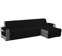 sevi's Copridivano 4 Posti con Penisola Impermeabile, Copridivano Penisola Destra/Sinistra Universale Reversibile, Copri Divano Antigraffio Indispensabile per Animali Domestici (L 300CM, Nero)