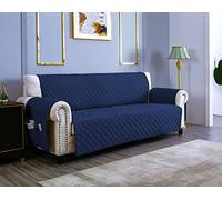 sevi's Copripoltrona 1 Posto con Braccioli - Copripoltrona Relax Reclinabile Impermeabile - Reversibile - Antigraffio Gatto - Antimacchia - OEKO-TEX - Copri Divano (1 Posto, Blu)