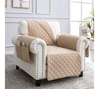 sevi's Copripoltrona 1 Posto con Braccioli - Copripoltrona Relax Reclinabile Impermeabile - Reversibile - Antigraffio Gatto - Antimacchia - OEKO-TEX - Copri Divano (1 Posto, Khaki)