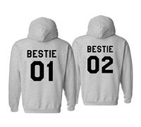 Sevpuikl Best Friends Felpe con Cappuccio per Due Ragazze Bestie 01 02 BFF Felpe con Cappuccio Sister Hoodie BFF Pullover Manica Lunga da Donna BFF Regali Nero Bianco Grigio 1PC