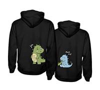 Sevpuikl Dinosauro Felpa Coppia Lui e Lei Mr Mrs Maglione con Cappuccio per Coppie Cappuccio Hoodie King Queen Partner Pullover con Tasche 1 Pezzo(Nero-Women,S)