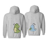 Sevpuikl Dinosauro Felpa Coppia Lui e Lei Mr Mrs Maglione con Cappuccio per Coppie Cappuccio Hoodie King Queen Partner Pullover con Tasche 1 Pezzo(Grigio-Men,XL)