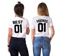 Sevpuikl Donna T-Shirt Best Friends Magliette per Due Ragazze Stampa BFF Magliette Tumblr Manica Corta Sister T-Shirt BFF Regali Compleanno 100% Cotone Nero Bianco Grigio 1 PC