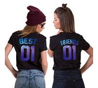 Sevpuikl Donna T-Shirt Best Friends Magliette per Due Ragazze Stampa BFF Magliette Tumblr Manica Corta Sister T-Shirt BFF Regali Compleanno 100% Cotone Nero Bianco Grigio 1 PC
