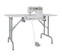 Sew Ready Tavolo da cucito pieghevole multiuso, scrivania, acciaio legato, argento/bianco, 120,7 cm di larghezza x 71,1 cm di profondità x 76,2 cm di altezza