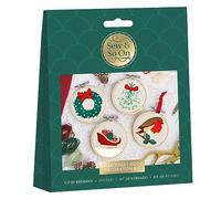 Sew & So On Kit per ricamo fai da te, Merry and Bright include tutti gli accessori necessari, kit fai da te per adulti e bambini più grandi, è un ottimo regalo artistico, da utilizzare per decorazioni